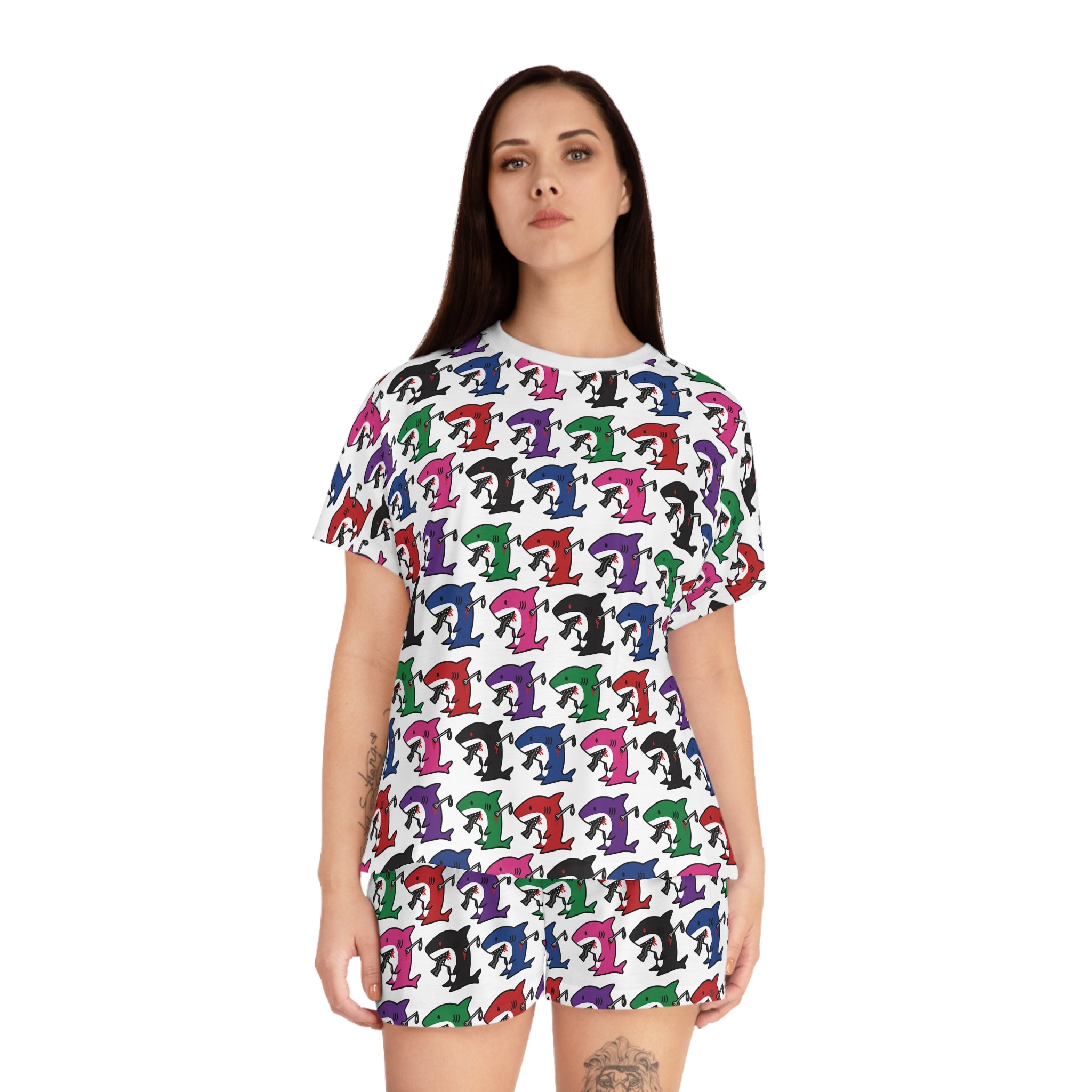 Slit Gill pattern Pajama Set